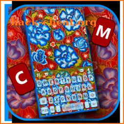 Red Blue Flowers Keyboard Background icon