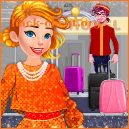 Rich girls dress up shopping icon