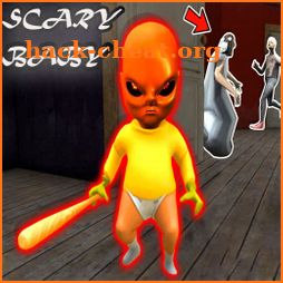 Scary Baby in yellow house horror 3d icon