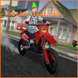 Scary Clown Boy Pizza Bike Delivery icon