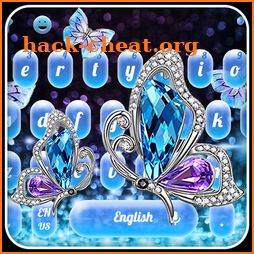 Shiny Luxury Diamond Butterfly Blue Keyboard icon