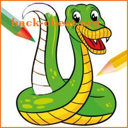 Snake drawing coloring book icon