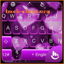 Sparkling Neon Purple Love Heart Keyboard Theme icon