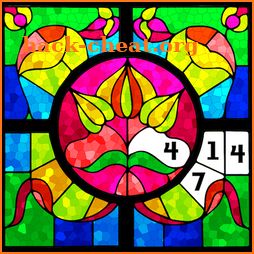 Stained Glass Color by Number: Adult Coloring Book icon