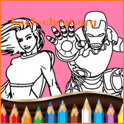 Super Hero Cartoons Painting: Coloring book games icon