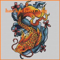 Tattoo Color By Number Draw Book Page Pixel Art icon