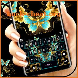 Vintage Golden Butterfly Keyboard Theme icon