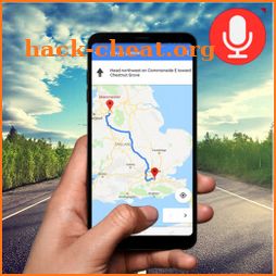 Voice GPS navigation, driving directions, map icon