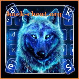 Wild Cyan Neon Wolf Keyboard Theme icon
