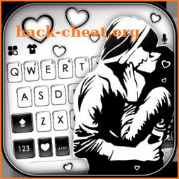 Young Couple Kiss Keyboard Background icon