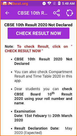10th 12th CBSE Board Result 2020 screenshot