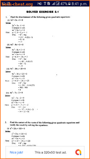 10th class math exercise solved book screenshot