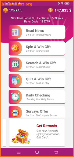 1Click Up Rewards and Free Gift Cards screenshot