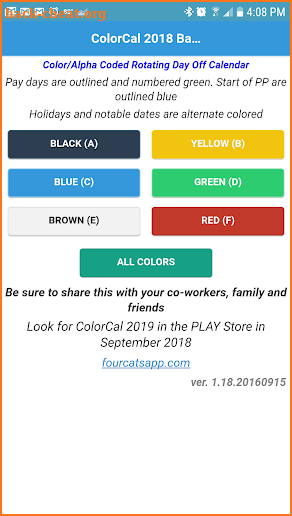 2018 ColorCal USPS color coded letter carriers screenshot