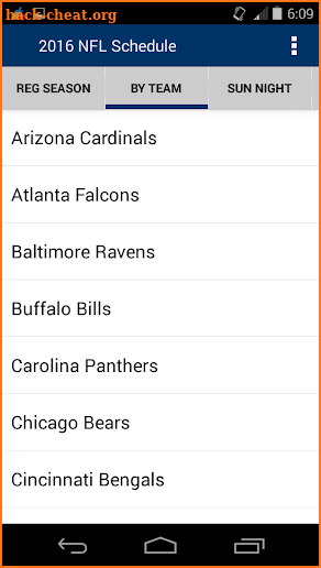 2018 Football Schedule (NFL) screenshot
