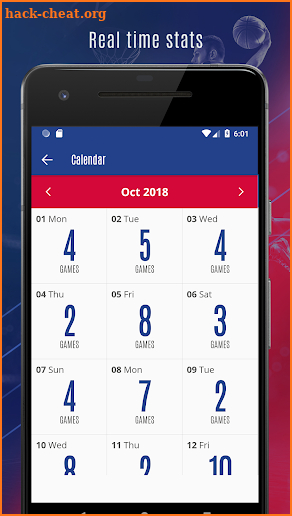 2018 NBA schedule, scores and reminder screenshot