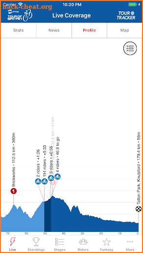 2018 Tour of Britain Tour Tracker screenshot