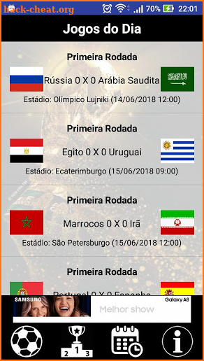 2018 World Cup Table screenshot