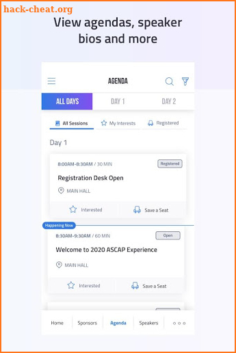 2020 ASCAP Experience screenshot