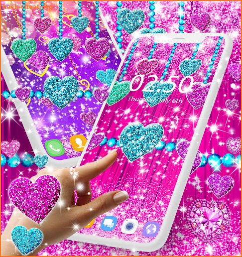 2020 Glitter hearts live wallpaper screenshot