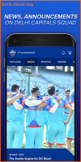 2020 Official Delhi Capitals app screenshot