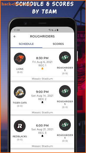 2021 CFL Schedule & Scores screenshot
