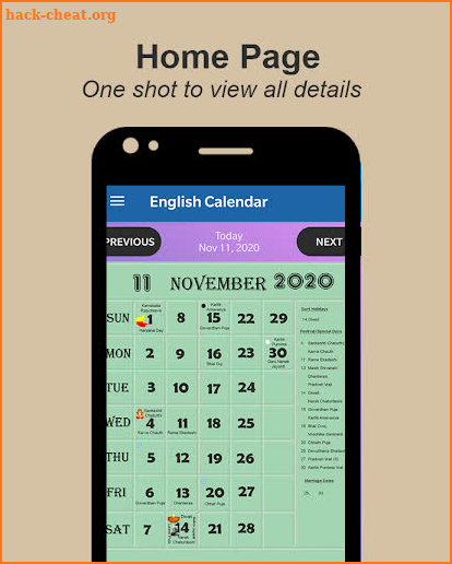 2022 Calendar in English screenshot