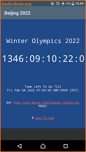 2022 Winter Olympics Countdown screenshot