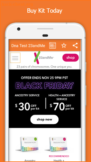 23andMe DNA Test screenshot
