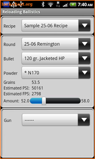 25-06 Remington Ballistics Data screenshot