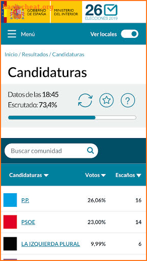26M Elecciones 2019 screenshot