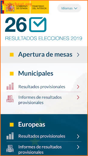 26M Elecciones 2019 screenshot