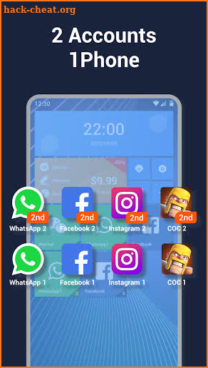 2Space, 2 accounts for 2 WhatsApp, app clone screenshot
