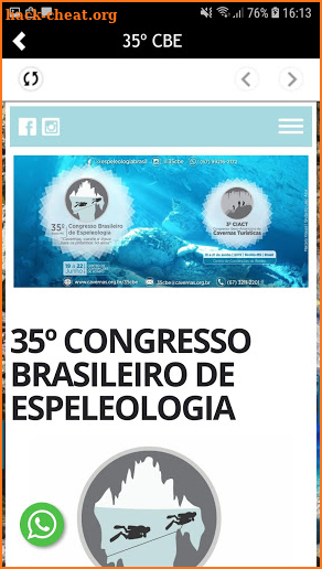 35th Brazilian Congress of Speleology screenshot