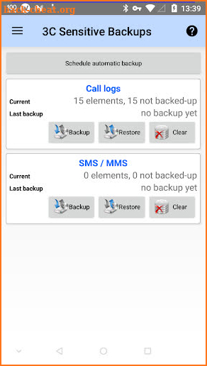 3C Sensitive Backups screenshot