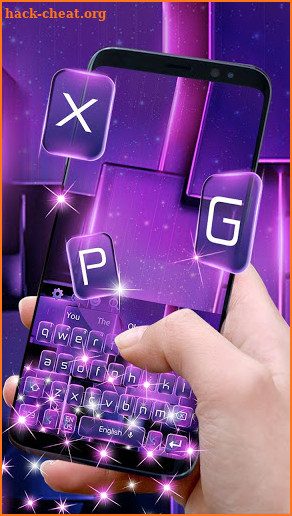 3D Abstract Neon Purple Gravity Keyboard Theme💜 screenshot