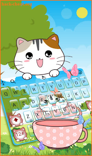 3D adorable cup cat Keyboard Theme screenshot