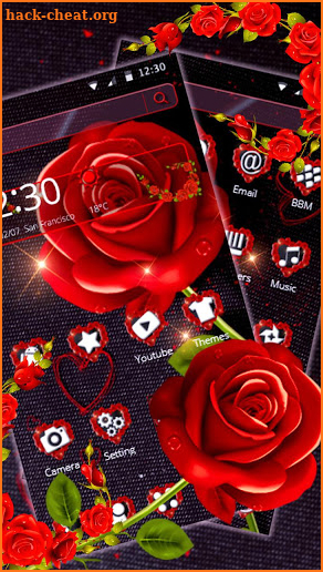 3D Black And Red Rose Theme screenshot