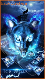 3D blue fire Ice wolf launcher theme screenshot