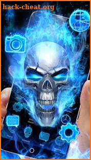3D Blue Fire Skull Theme Launcher screenshot