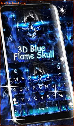 3D Blue Flame Skull Keyboard Theme screenshot