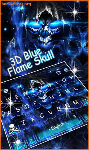 3D Blue Flame Skull Keyboard Theme screenshot
