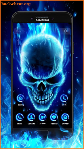 3D Blue Flaming Skull Theme Launcher screenshot