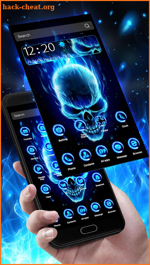 3D Blue Flaming Skull Theme Launcher screenshot