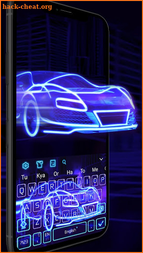 3D Blue Neon Sports Car Keyboard Theme screenshot
