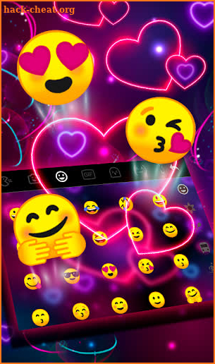 3d Colourful Neon Heart Keyboard Theme screenshot
