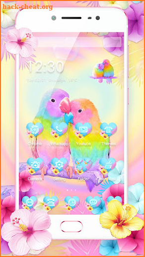 3D Cute Colorful Lovebirds Parrot Gravity Theme screenshot