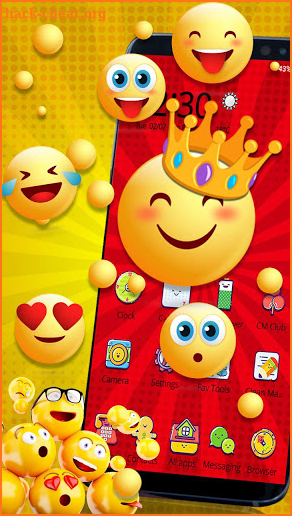 3D Cute Glitter Smile Emoji Theme screenshot