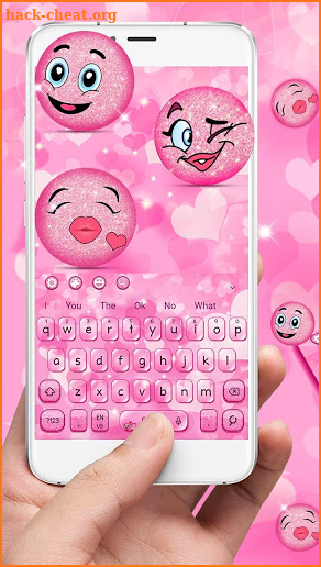 3D Cute Pink Glitter 😀 Emoji Keyboard Theme screenshot