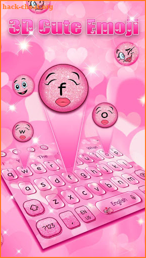 3D Cute Pink Glitter 😀 Emoji Keyboard Theme screenshot